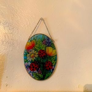 Glass hanging lady bugs decoration